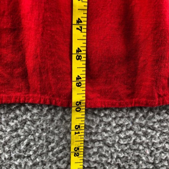 Vintage Robbie Bee Dress Womens 10 Red Linen Kaftan Midi Shirt Dress Button Up - Picture 9 of 10
